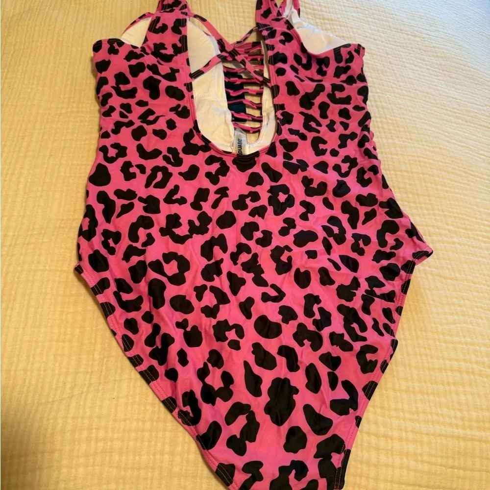 NWT Size large Hot pink leopard print one piece swimsuit. Padded Bra. - Picture 3 of 4